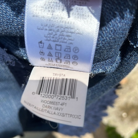 BCBG Swing Fringe Dress Size XXS Oversize Trysta Woven Cotton Denim Blue Pockets - Picture 6 of 8